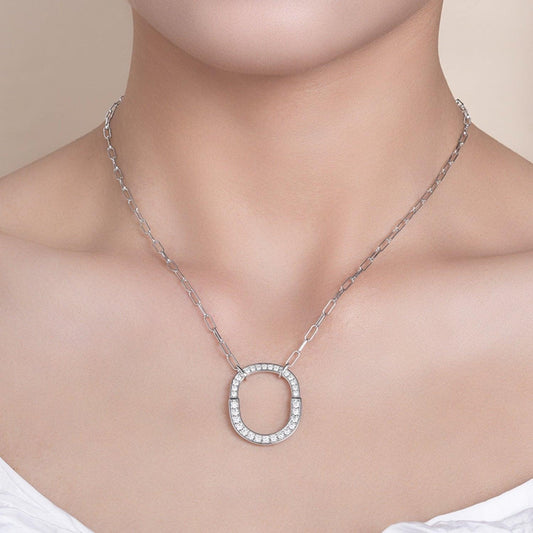 925 Sterling Silver Inlaid Moissanite Pendant Necklace Carauana Store