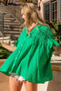 BiBi Texture Button Up Ruffle Short Sleeve Shirt