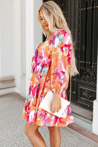Sweetheart Neck Balloon Sleeve Tiered Mini Dress Carauana Store