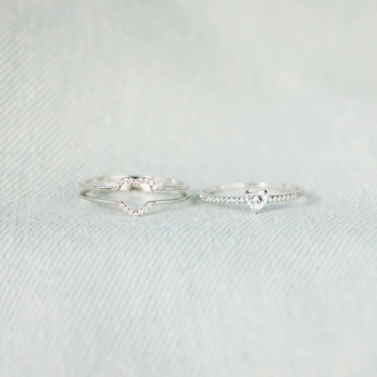 925 Sterling Silver Inlaid Zircon Heart Ring Carauana Store