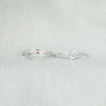 925 Sterling Silver Inlaid Zircon Heart Ring Carauana Store