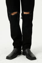 Distressed Mid Rise Jeans with Pockets Carauana Store