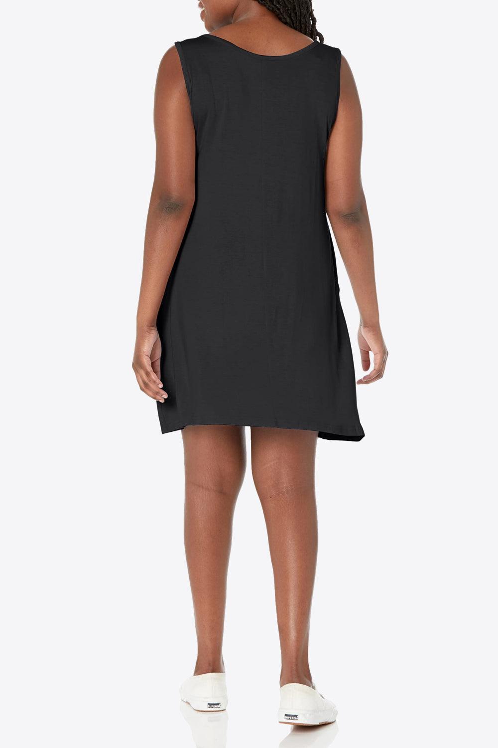 Full Size Round Neck Sleeveless Dress with Pockets Carauana Store