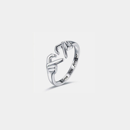Hand Heart Shape 925 Sterling Silver Open Ring Carauana Store