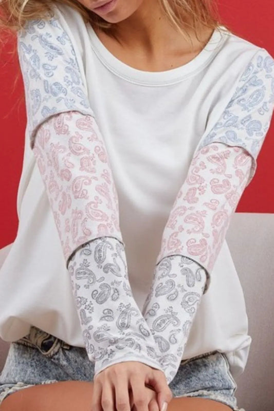 BiBi French Terry with Paisley Triblend Color Block Carauana Store