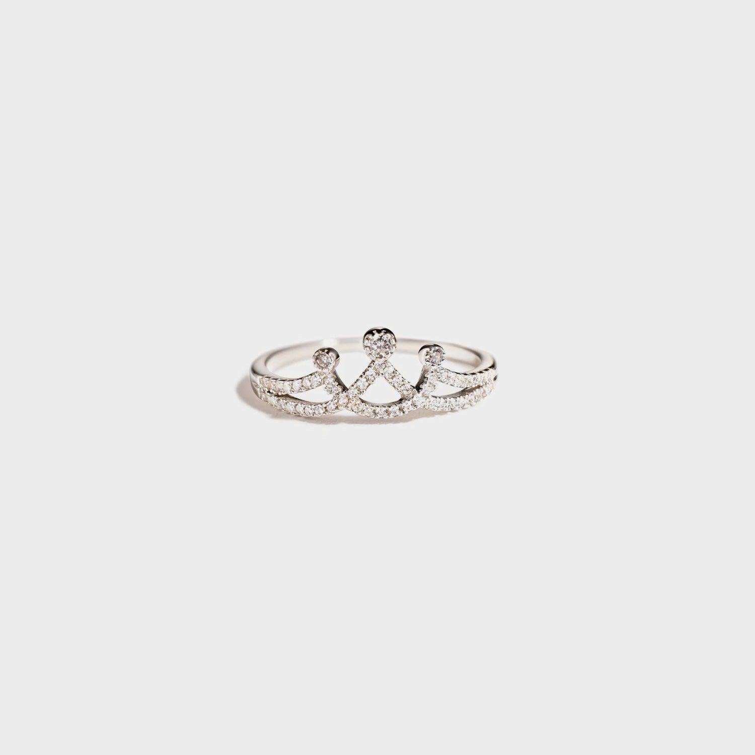 Crown Shape Inlaid Zircon 925 Sterling Silver Ring Carauana Store