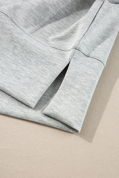 Half Zip Long Sleeve Top and Drawstring Shorts Set Carauana Store