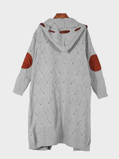 Openwork Long Sleeve Open Front Hooded Cardigan Carauana Store