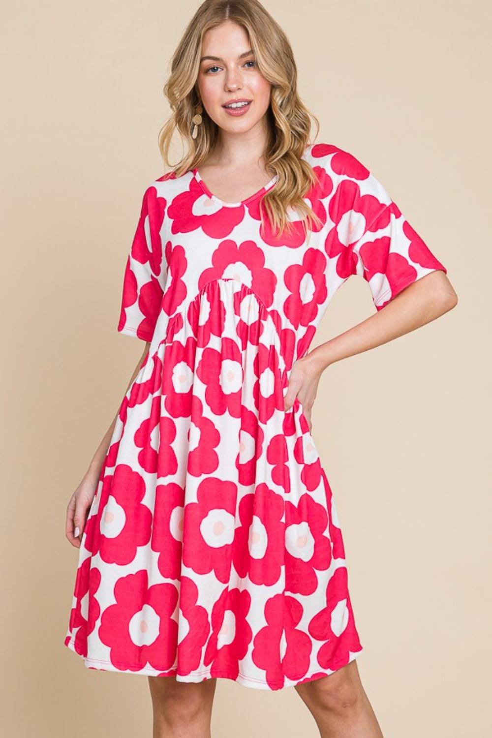 BOMBOM Flower Print Ruched Dress Carauana Store