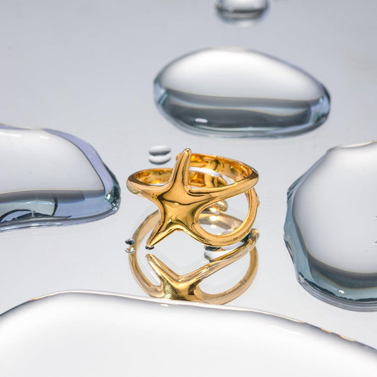 Gold-Plated Stainless Steel Star Ring Carauana Store