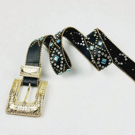 Rhinestone PU Leather Belt Carauana Store