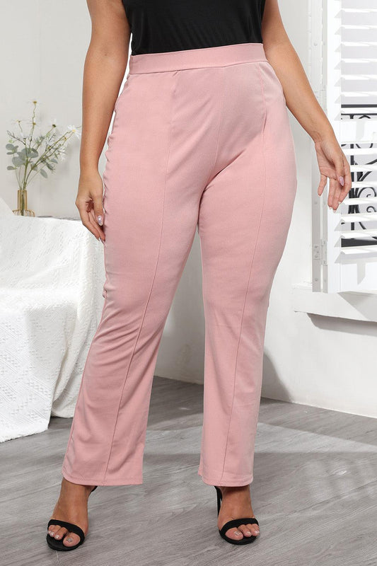 Plus Size Seamed Detail Plain Pants Carauana Store