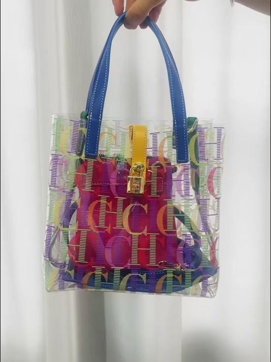 CH Women’s PVC Bucket Bag Large Capacity Beach & Everyday Tote