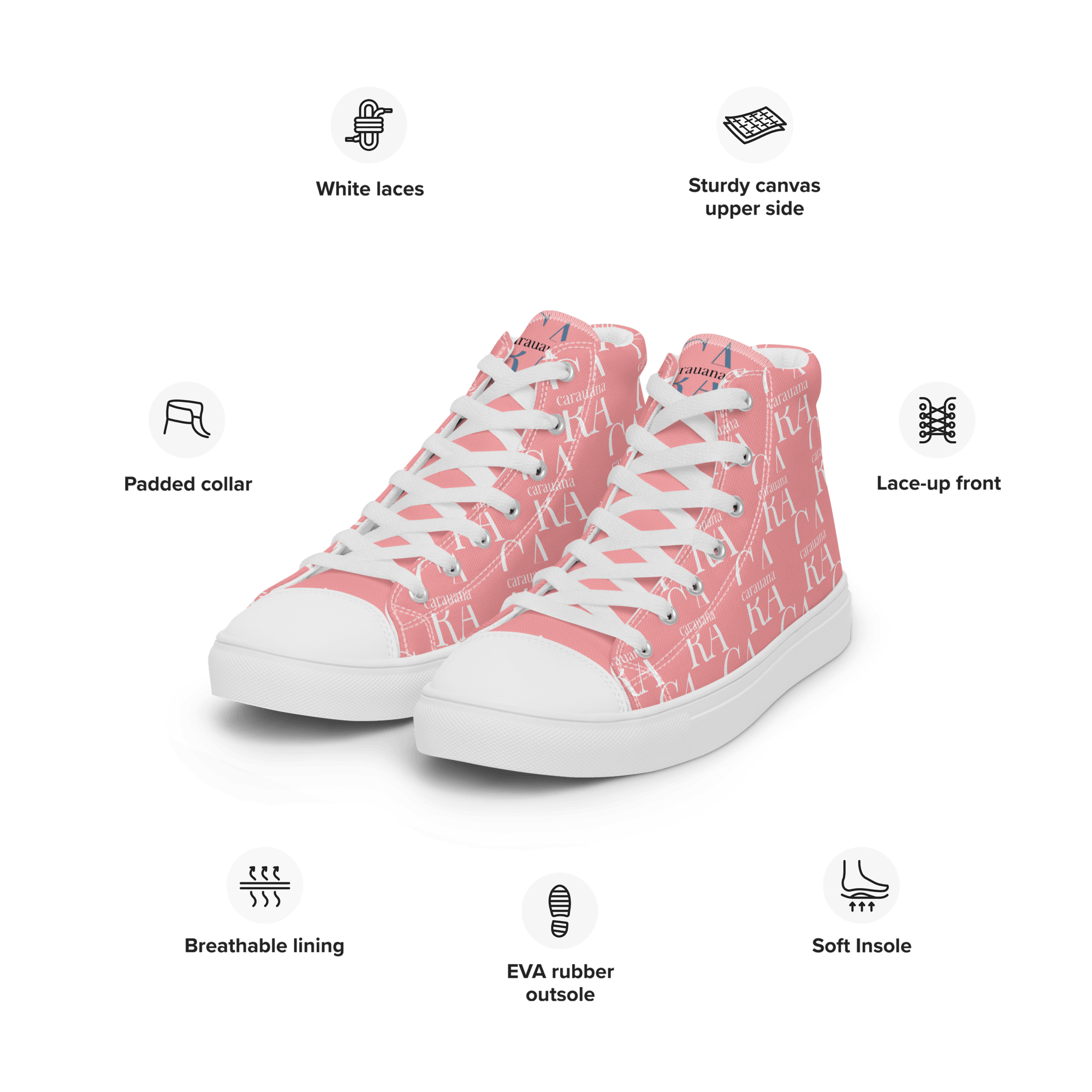 CARAUANA Hip Hop canvas shoes Pink Branded Carauana Store
