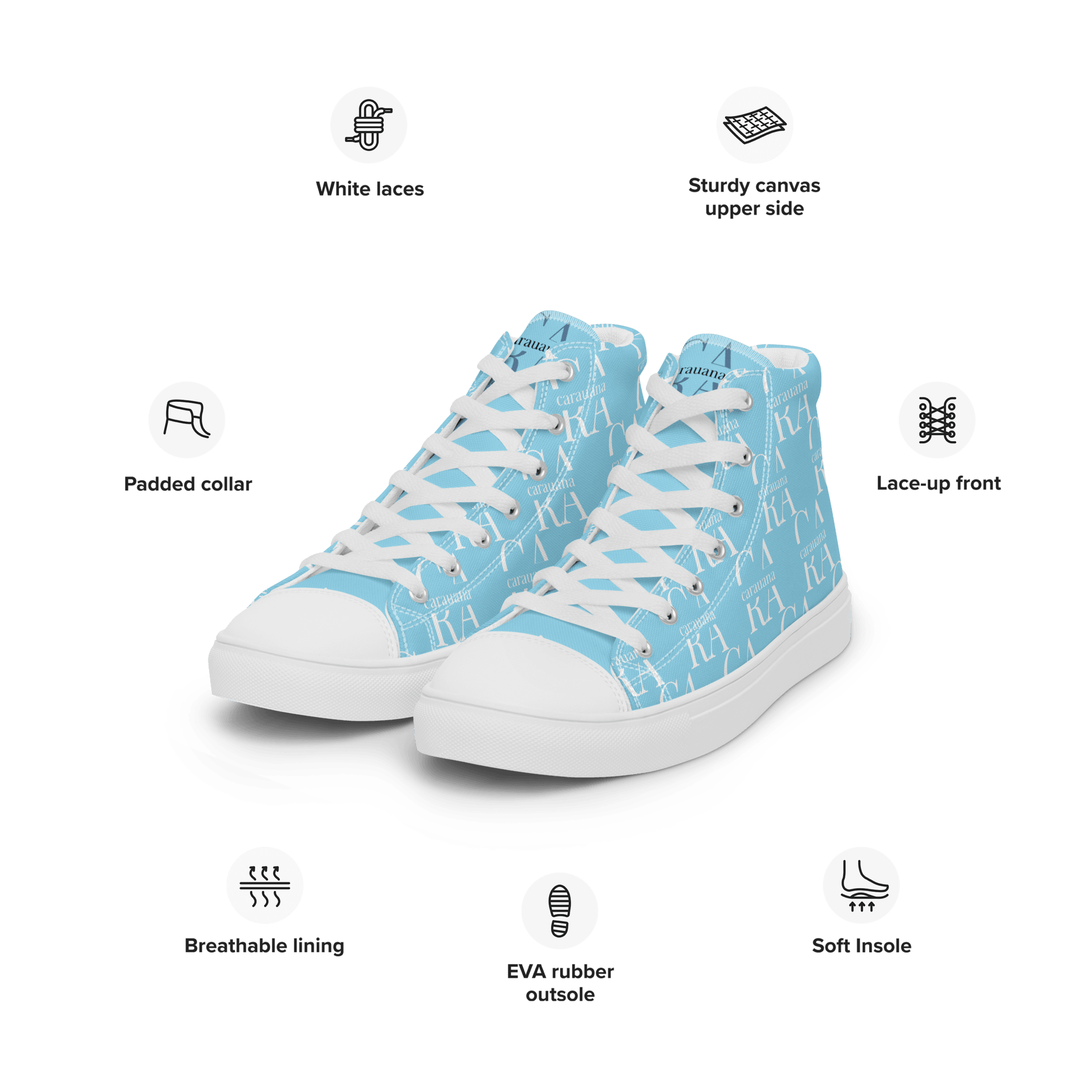 CARAUANA Hip Hop canvas shoes sky blue Branded Carauana Store