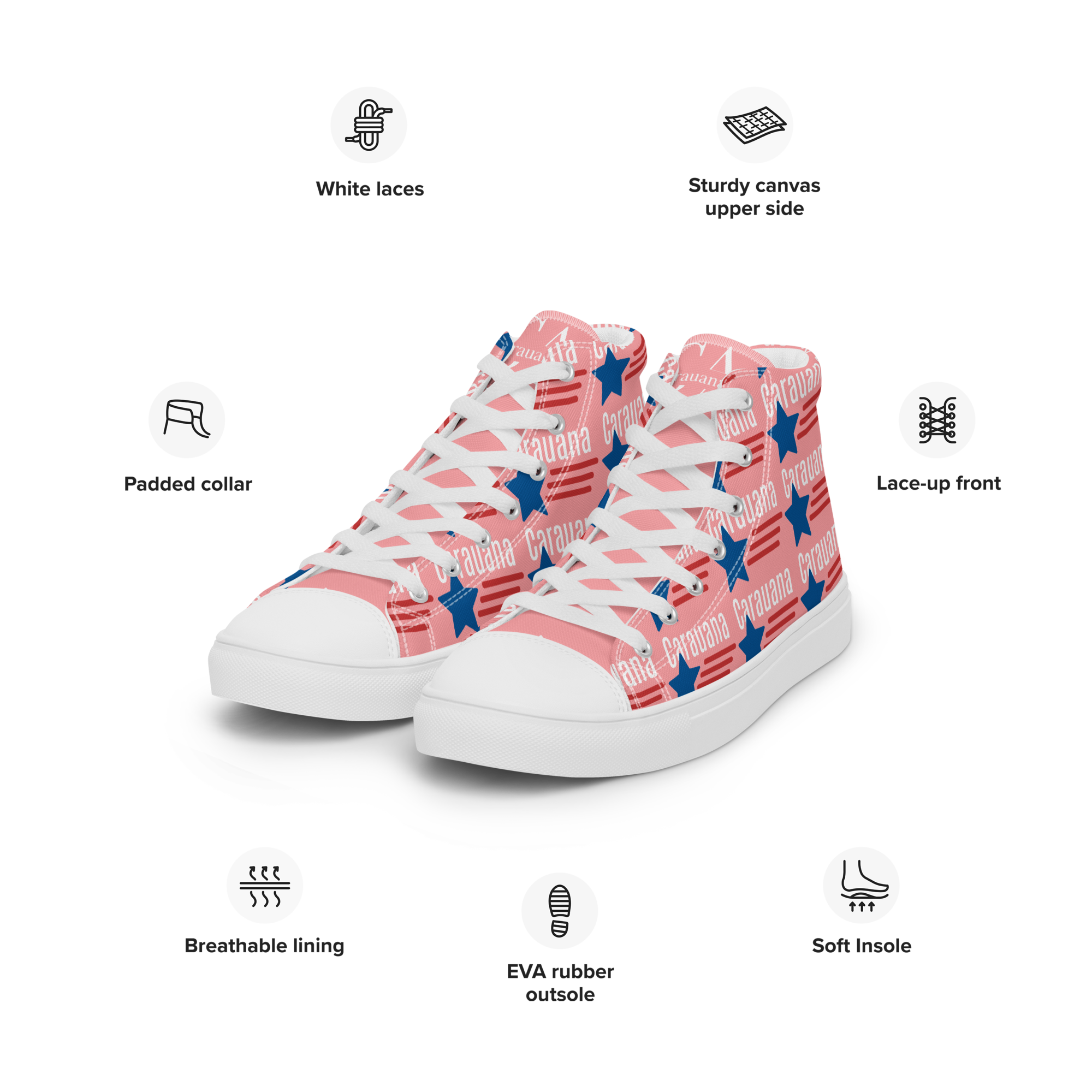 CARAUANA Hip Hop canvas shoes pink USA Carauana Store